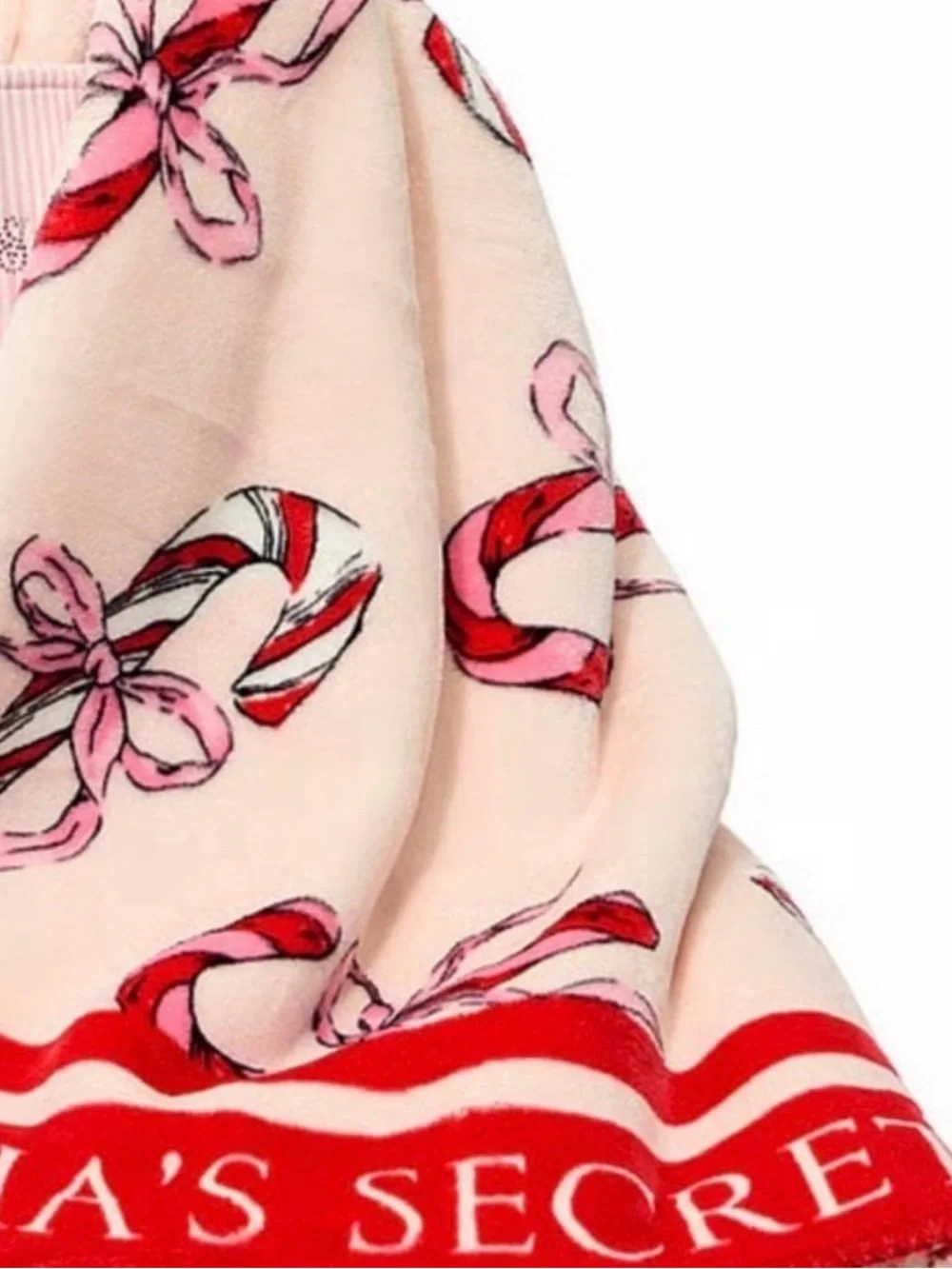 Victoria's Secret Pink and Red Bow Sherpa Throw
